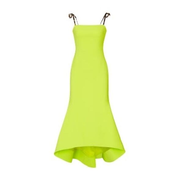 NWT CHRISTIAN SIRIANO Leopard Ties Neon Green Hi-Low Hemline Dress Size 10 - Picture 15 of 16